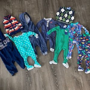 9 piece 12 month boys pajama lot
